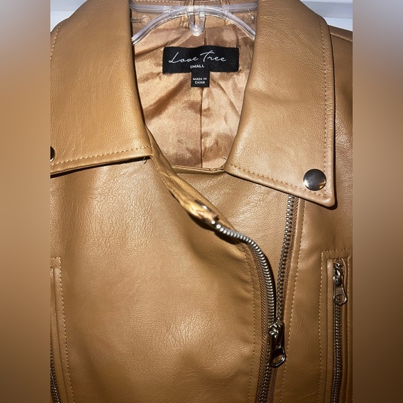 Love Tree Women's Tan Faux Leather Jacket - Picture 2 of 3